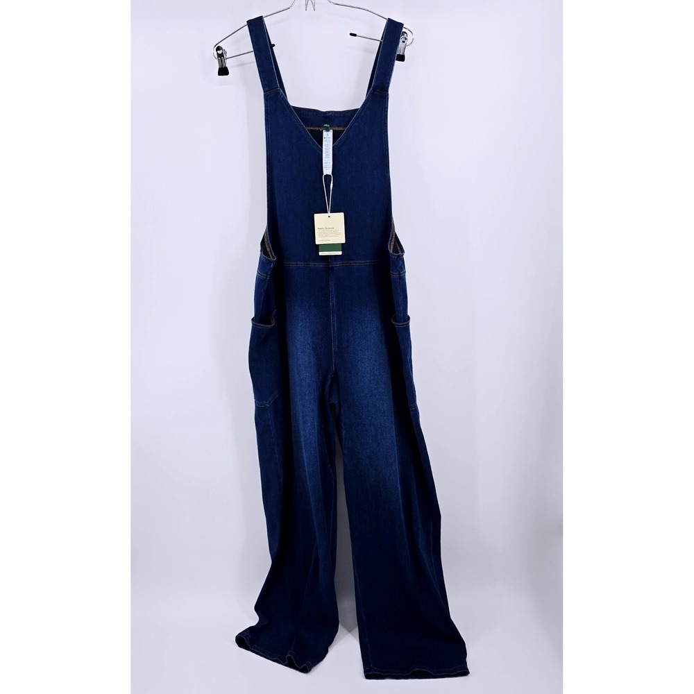 Halara Easy-Peasy Denim Wide Leg Overalls Dark Wash Large Tall NWT